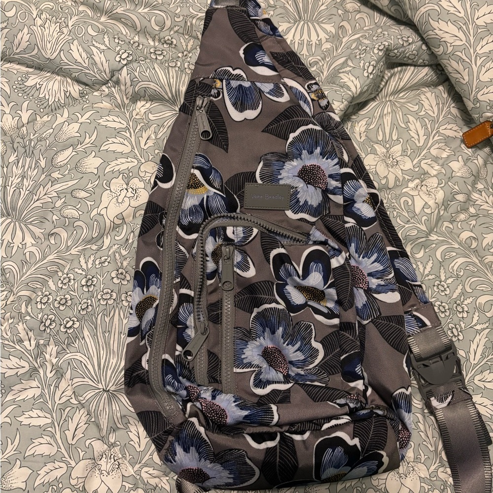Vera Bradley Floral Gray Sling Bag